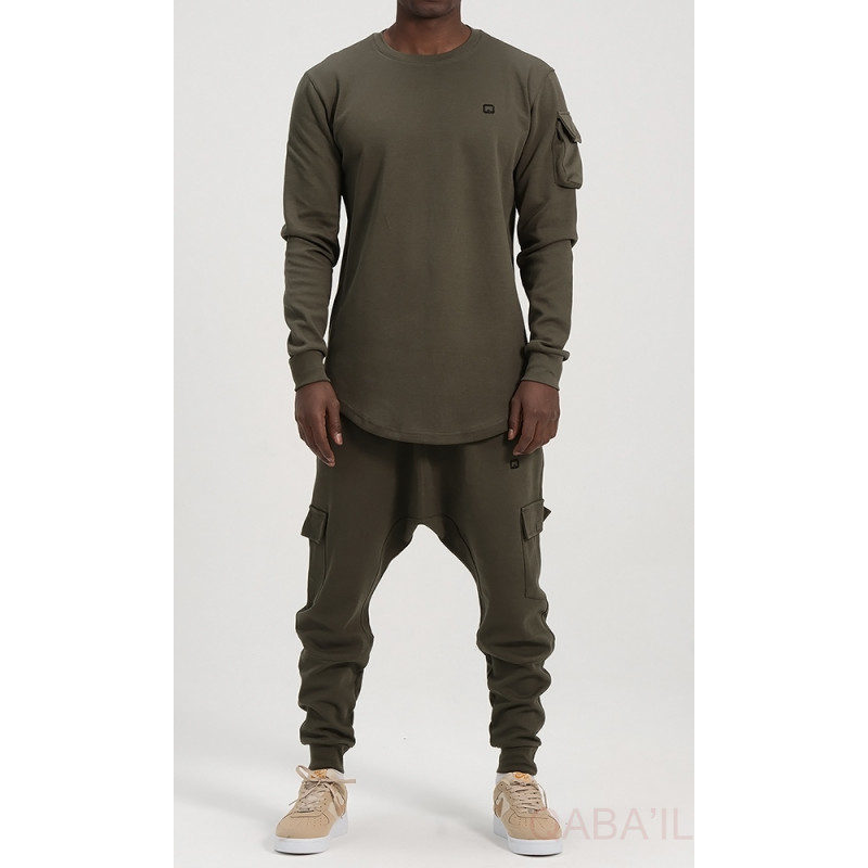 Ensemble Sarouel et Sweat Gris Chiné, Survêtement Qaba'il : Sniper