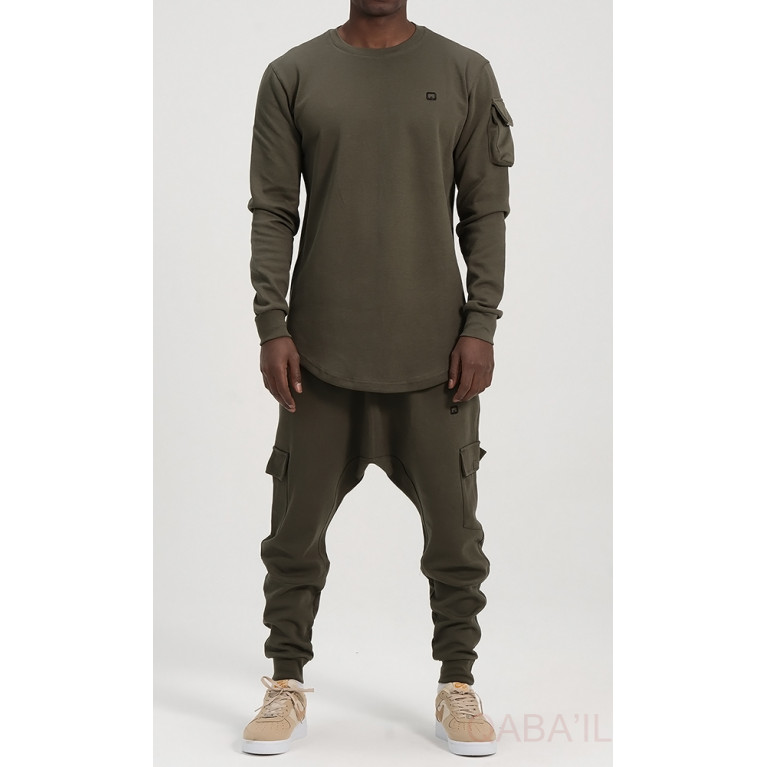 Ensemble Sarouel et Sweat Gris Chiné, Survêtement Qaba'il : Sniper Ensemble Sarouel et Sweat Gris Chiné, Survêtement Qaba'il : Sniper