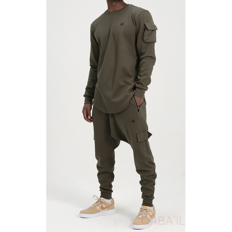 Ensemble Sarouel et Sweat Gris Chiné, Survêtement Qaba'il : Sniper Ensemble Sarouel et Sweat Gris Chiné, Survêtement Qaba'il : Sniper