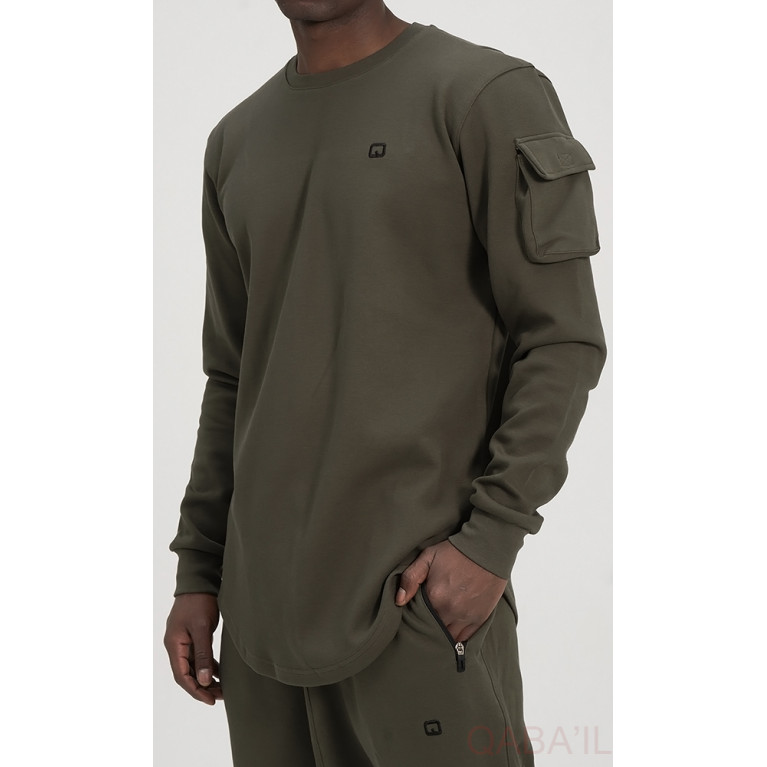 Ensemble Sarouel et Sweat Gris Chiné, Survêtement Qaba'il : Sniper Ensemble Sarouel et Sweat Gris Chiné, Survêtement Qaba'il : Sniper
