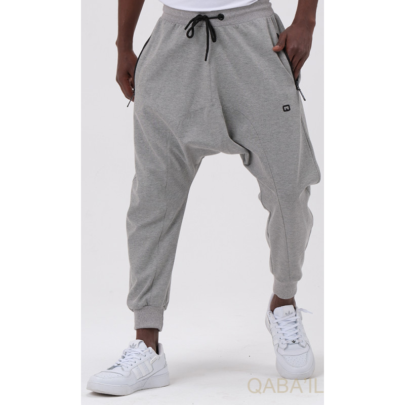 Pantalon jogging Seroual léger poches zip blanches pour homme