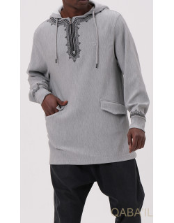 Veste Oversize Demi-Zip - Gris Clair - Qaba'il : ETNIZ