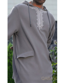 Veste Oversize Demi-Zip - Anthracite- Qaba'il : ETNIZ