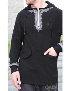 Veste Oversize Demi-Zip - Noir - Qaba'il : ETNIZ