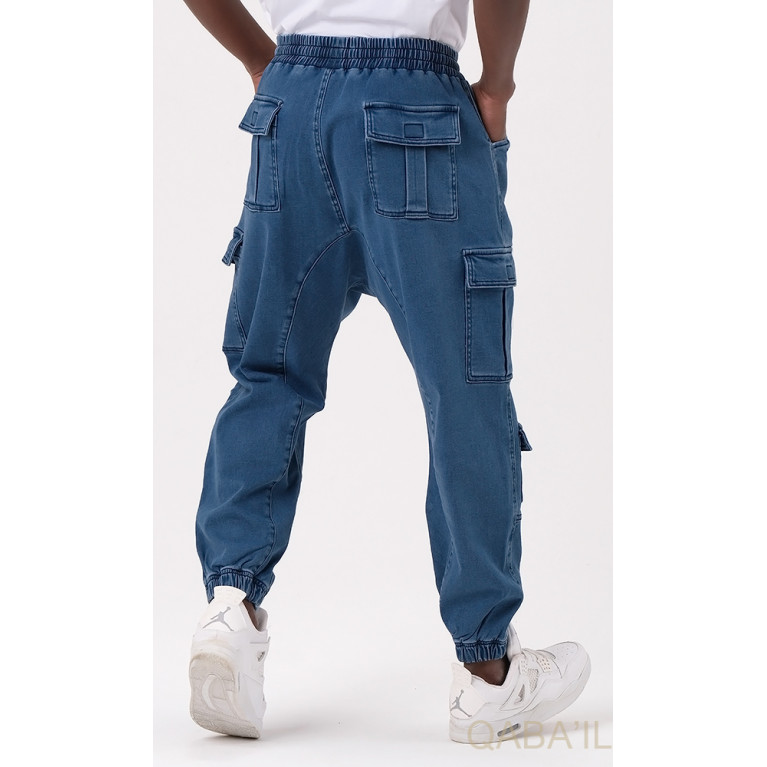 Sarouel Jean Cargo Stretch - Bleu Brut : Qaba'il