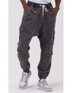 Sarouel Jean Cargo Stretch - Gris : Qaba'il