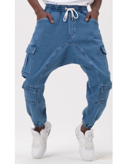 Sarouel Jean Cargo Stretch - Bleu Clair : Qaba'il
