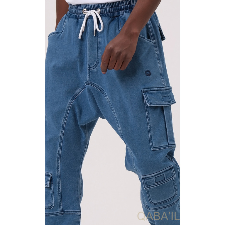 Sarouel Jean Cargo Stretch - Bleu Clair : Qaba'il