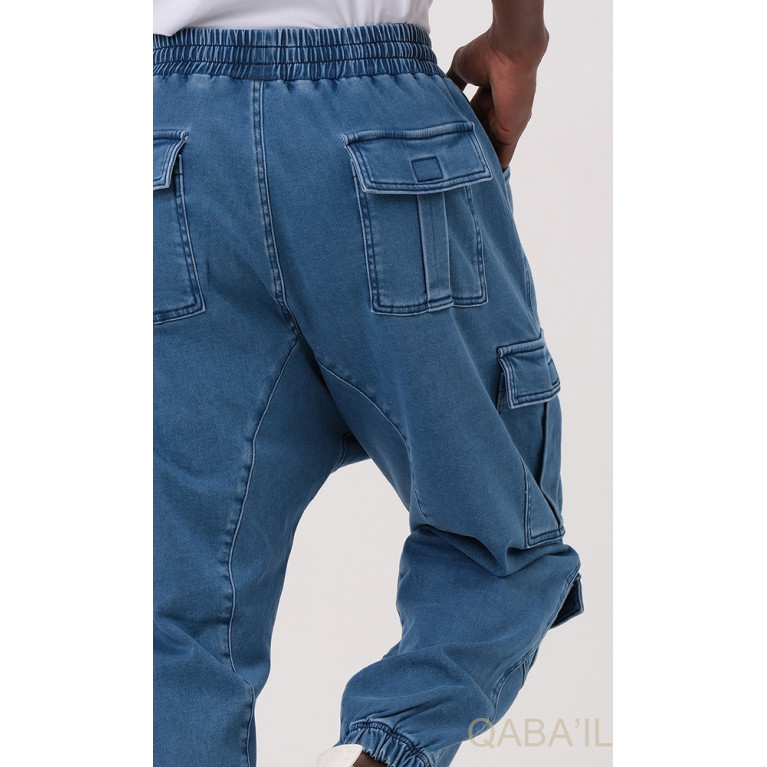 Sarouel Jean Cargo Stretch - Bleu Clair : Qaba'il