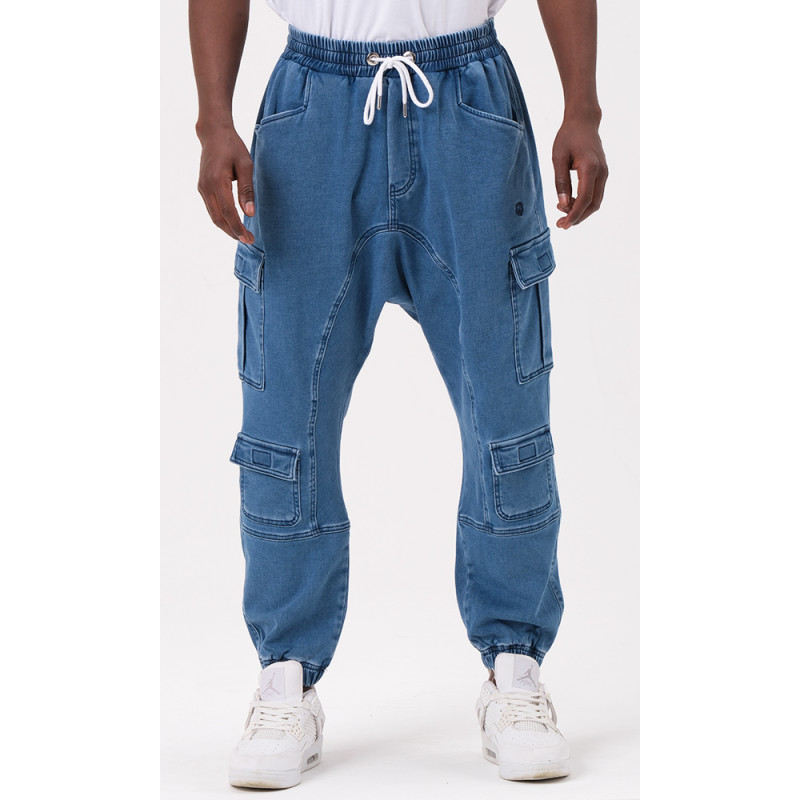 Sarouel Jean Cargo Stretch - Bleu Clair : Qaba'il