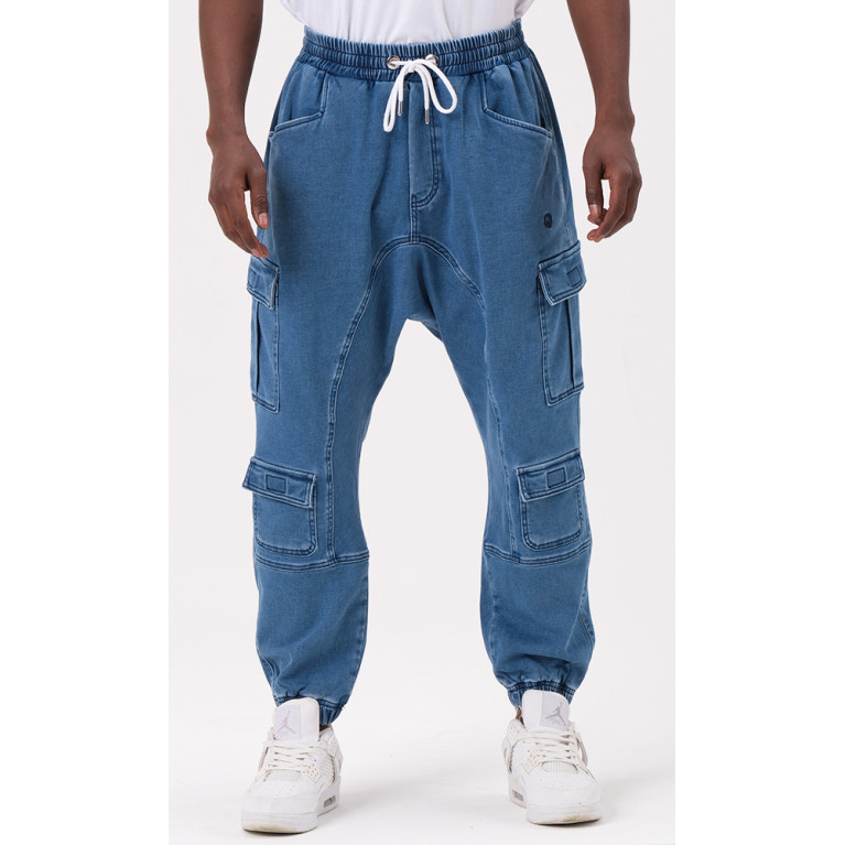 Sarouel Jean Cargo Stretch - Bleu Clair : Qaba'il