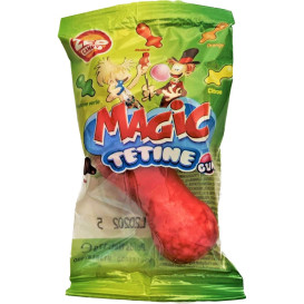 Tétine Magic à la Fraise - Mammouth 5-6 cm - Bubble Gum et Poudre au Centre - Bonbon Halal - Zed Candy