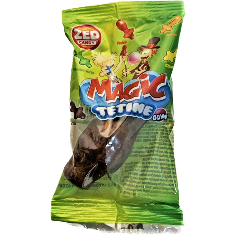 Tétine Magic au Cola - Mammouth 5-6 cm - Bubble Gum et Poudre au Centre - Bonbon Halal - Zed Candy