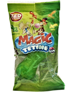 Tétine Magic à la Pomme Verte - Mammouth 5-6 cm - Bubble Gum et Poudre au Centre - Bonbon Halal - Zed Candy