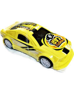 Voiture de Course Jaune avec Sifflet - Sucette à l’Intérieur - Halal - 10 gr