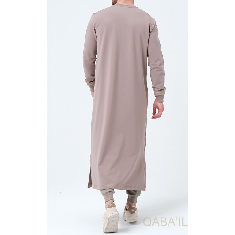 Qamis Long - Taupe et Broderie Taupe - Qaba'il : Sham