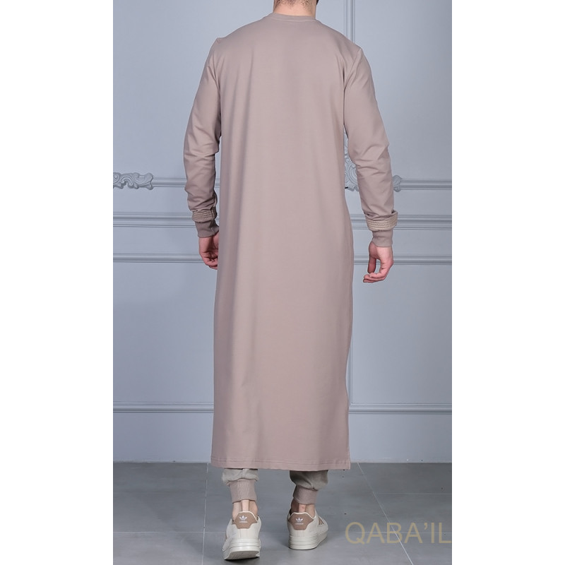 Qamis Long - Camel et Broderie Or - Qaba'il : Sham