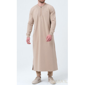 Qamis Long - Beige et Broderie Or - Qaba'il : Sham