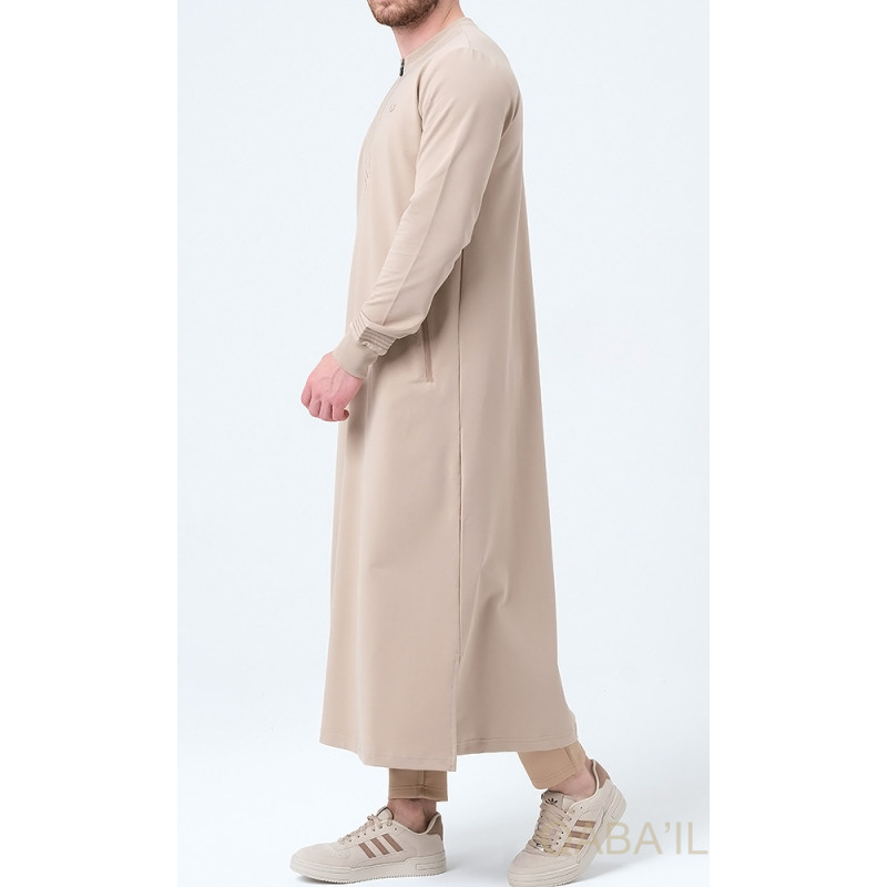 Qamis Long - Beige et Broderie Or - Qaba'il : Sham