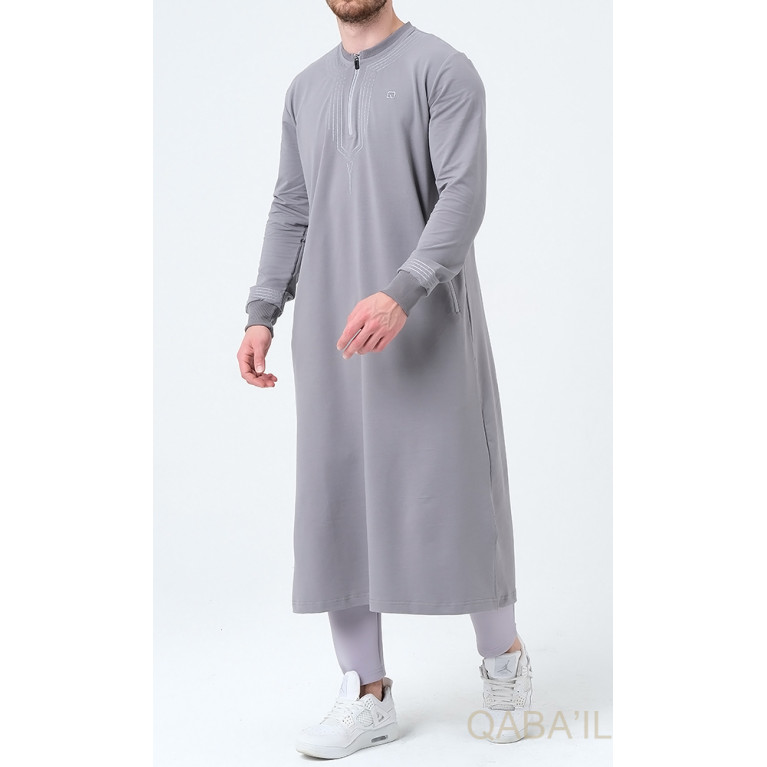 Qamis Long - Noir et Broderie Or - Qaba'il : Sham