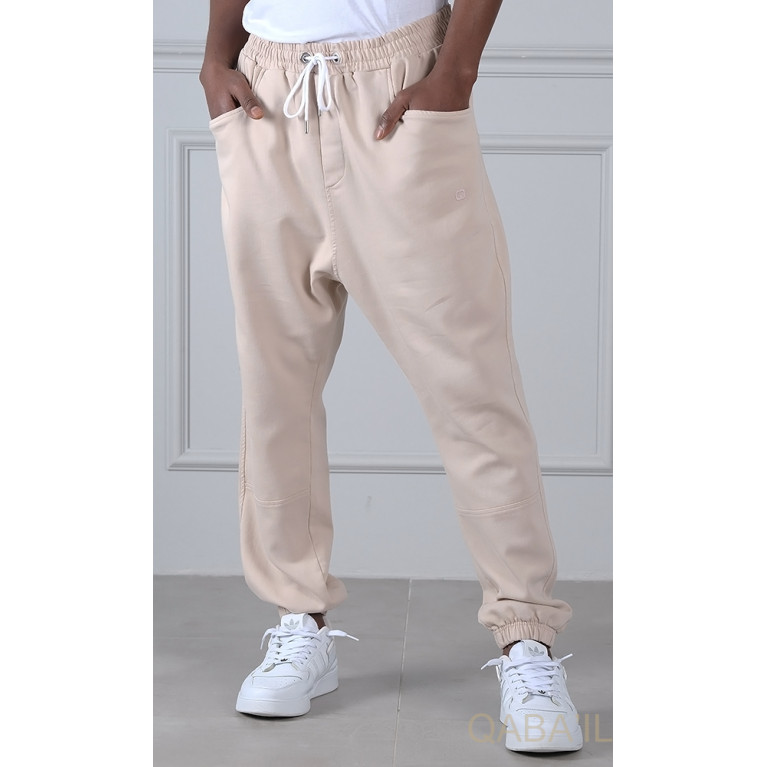 Sarouel Stretch Beige - New Coton - Qaba'il : Coupe Droite - Pants Elastanne