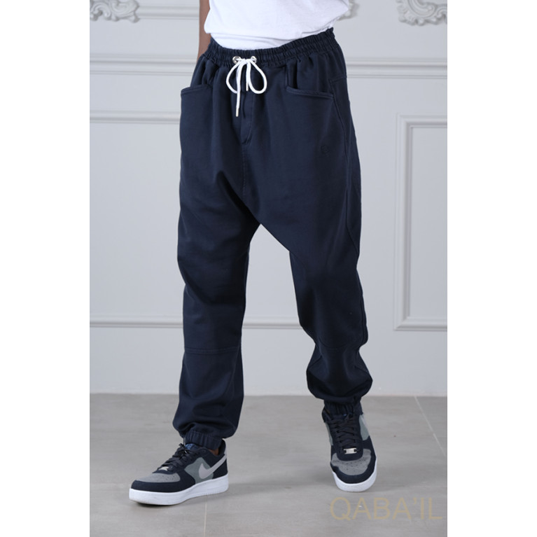 Sarouel Stretch Bleu Nuit - New Coton - Qaba'il : Coupe Droite - Pants Elastanne