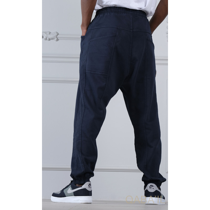 Sarouel Stretch Bleu Nuit - New Coton - Qaba'il : Coupe Droite - Pants Elastanne