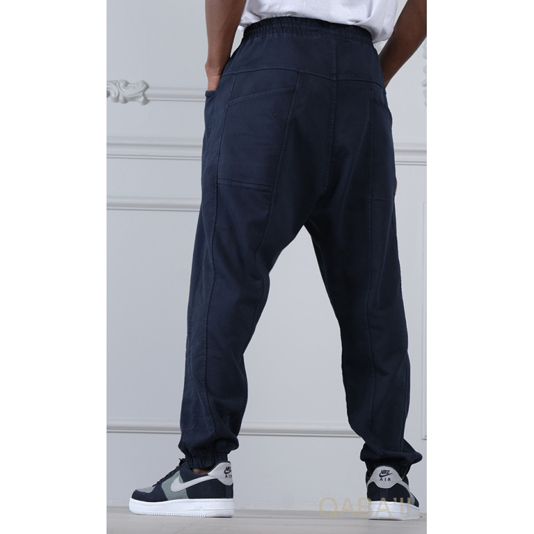 Sarouel Stretch Bleu Nuit - New Coton - Qaba'il : Coupe Droite - Pants Elastanne