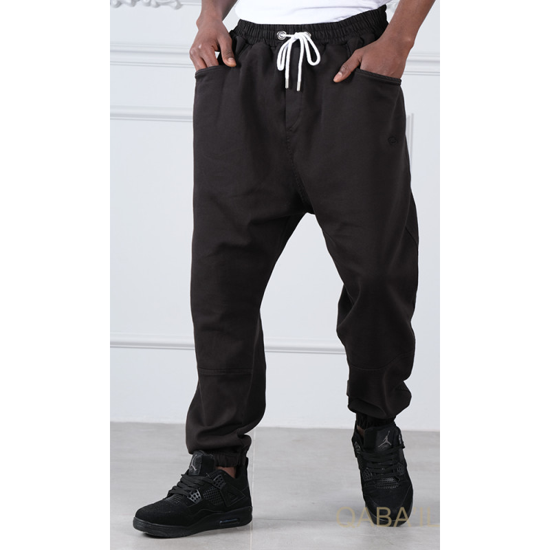 Sarouel Stretch Noir - New Coton - Qaba'il : Coupe Droite - Pants Elastanne