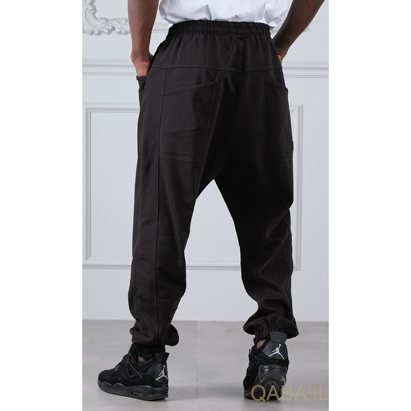 Sarouel Stretch Noir - New Coton - Qaba'il : Coupe Droite - Pants Elastanne