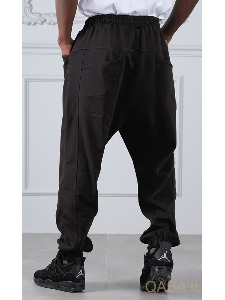 Sarouel Stretch Noir - New Coton - Qaba'il : Coupe Droite - Pants Elastanne