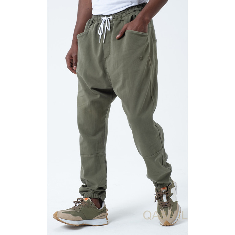 Sarouel Stretch Kaki - New Coton - Qaba'il : Coupe Droite - Pants Elastanne