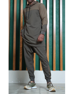 Ensemble Delta : Qamis Court + Sarouel - Kaki - Qaba'il