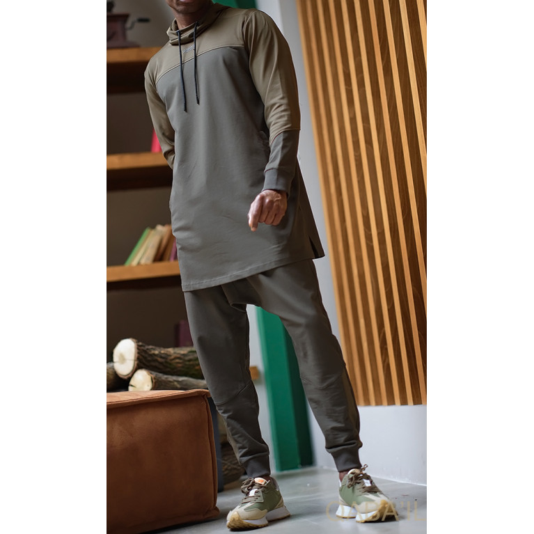 Ensemble Qamis Court + Sarouel - Noir et Violet - Qaba'il : Veloce