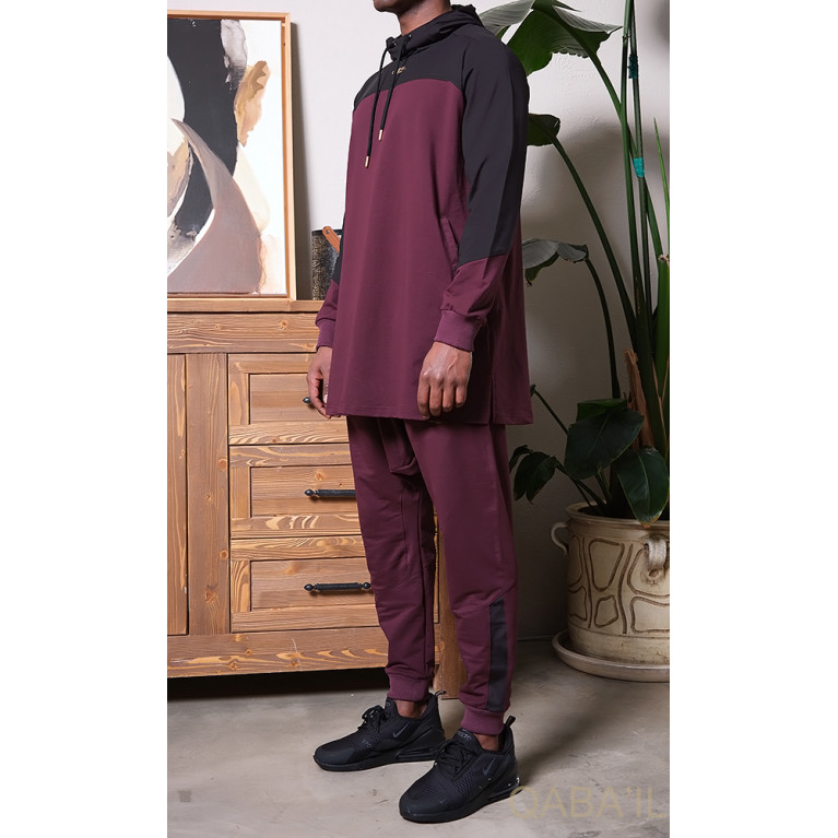 Ensemble Qamis Court + Sarouel - Noir et Violet - Qaba'il : Veloce