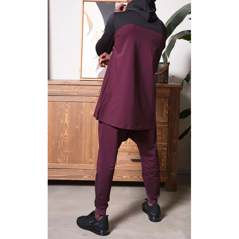 Ensemble Qamis Court + Sarouel - Noir et Violet - Qaba'il : Veloce