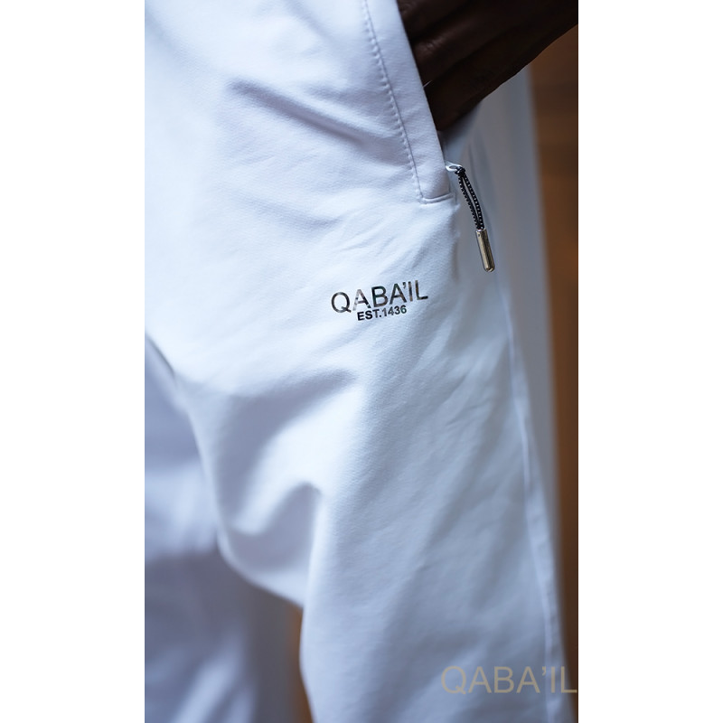 Ensemble Delta : Qamis Court + Sarouel - Blanc et Gris - Qaba'il