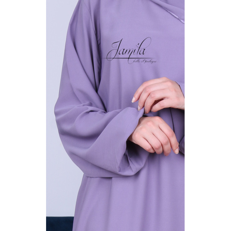 Abaya Manche Elastique - Lilas - Microfibre Léger - Jamila