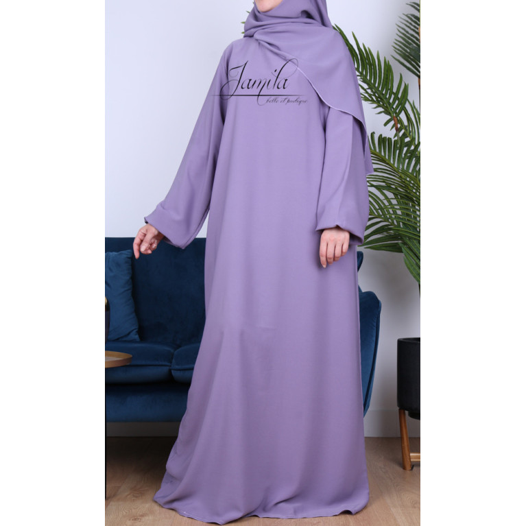 Abaya Manche Elastique - Lilas - Microfibre Léger - Jamila