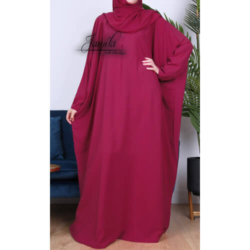 Abaya Papillon - Framboise - Microfibre Léger - Jamila