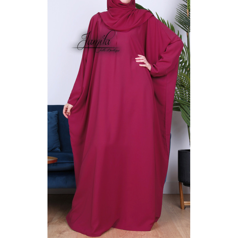 Abaya Papillon - Framboise - Microfibre Léger - Jamila