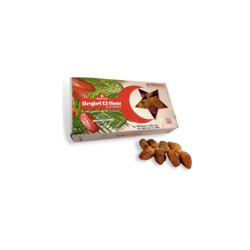 Dattes Algérian Delglet Noor Dates - Ennakhl El Assil - 1 Kg