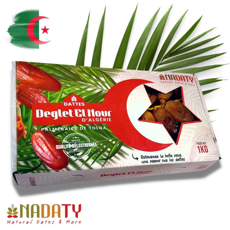 Dattes Algérian Delglet Noor Dates - Ennakhl El Assil - 1 Kg