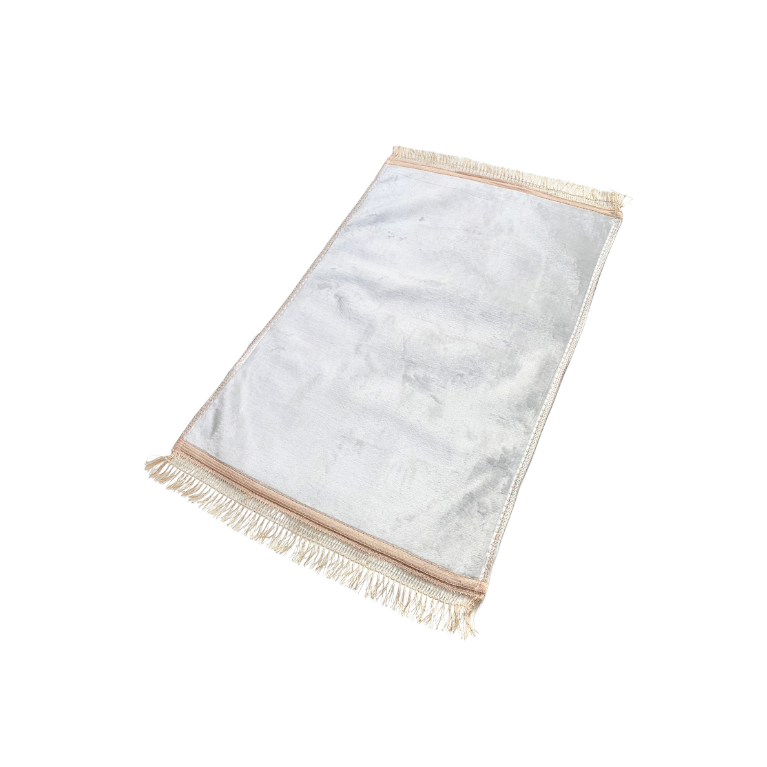 Tapis de prière blanc nacré uni, 73 x 109,50 cm, semi-molletonné et anti-dérapant
