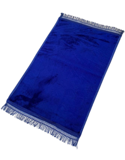 Tapis de prière bleu roi uni, 73 x 109,50 cm, semi-molletonné et anti-dérapant