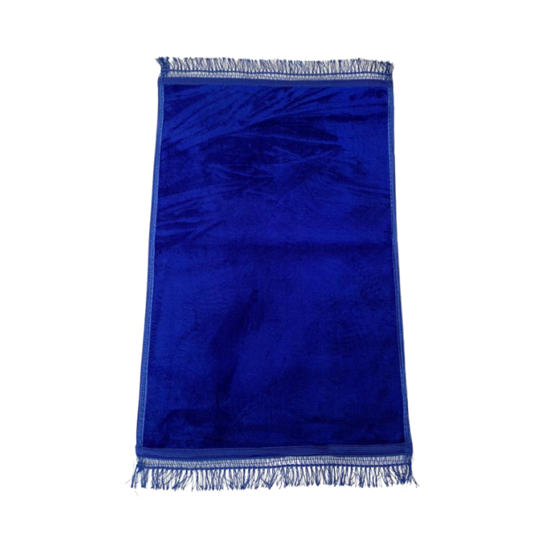Tapis de prière bleu roi uni, 73 x 109,50 cm, semi-molletonné et anti-dérapant