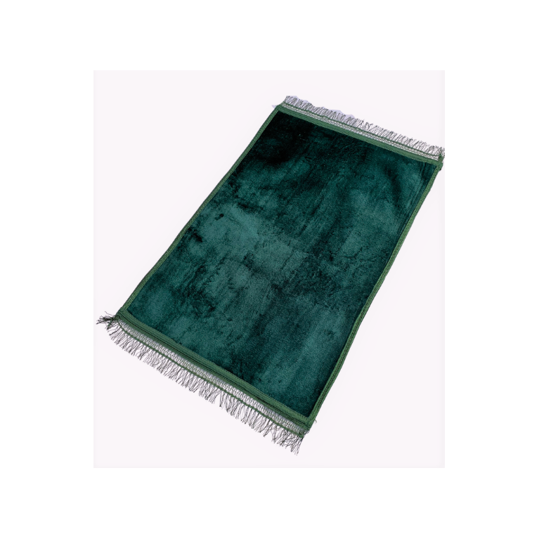 Tapis de prière vert uni, 73 x 109,50 cm, semimolletonné et antidérapant