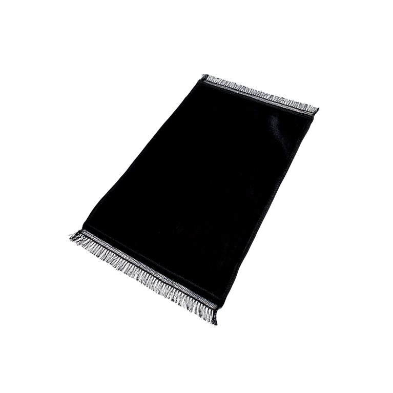 Tapis de prière noir uni, 73 x 109,50 cm, semi-molletonné et anti-dérapant