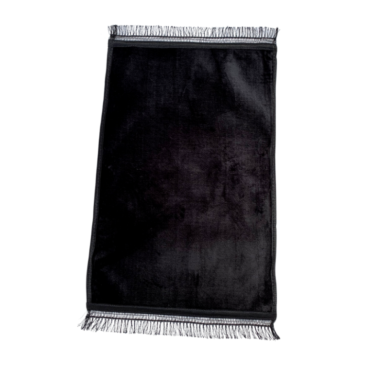 Tapis de prière noir uni, 73 x 109,50 cm, semi-molletonné et anti-dérapant