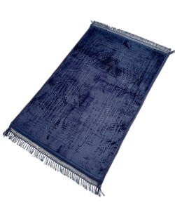 Grand Tapis de Prière - Bleu Nuit - Motif Masjid - Molletonné, Épais et Très Doux - Confortable et Anti-Dérapant